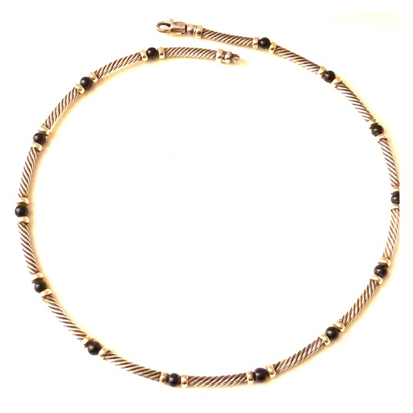 David Yurman Jewelry - David Yurman sterling 14 kt gold onyx necklace